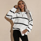 Drop Shoulder Striped Oversized Knit Sweater