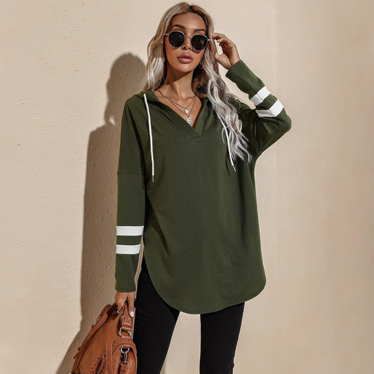 V Neck Sporty Hoodie Sweater