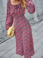 Square Neck Floral Print Dress