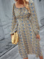 Square Neck Floral Print Dress