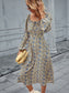 Square Neck Floral Print Dress