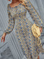 Square Neck Floral Print Dress