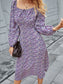 Square Neck Floral Print Dress