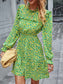Floral Ruffle Trim Vintage Dress