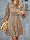 Floral Ruffle Trim Vintage Dress