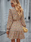 Floral Ruffle Trim Vintage Dress