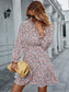 Floral Ruffle Trim Vintage Dress