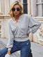 Lace Trim Surplice Neck Sweater