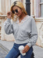 Lace Trim Surplice Neck Sweater