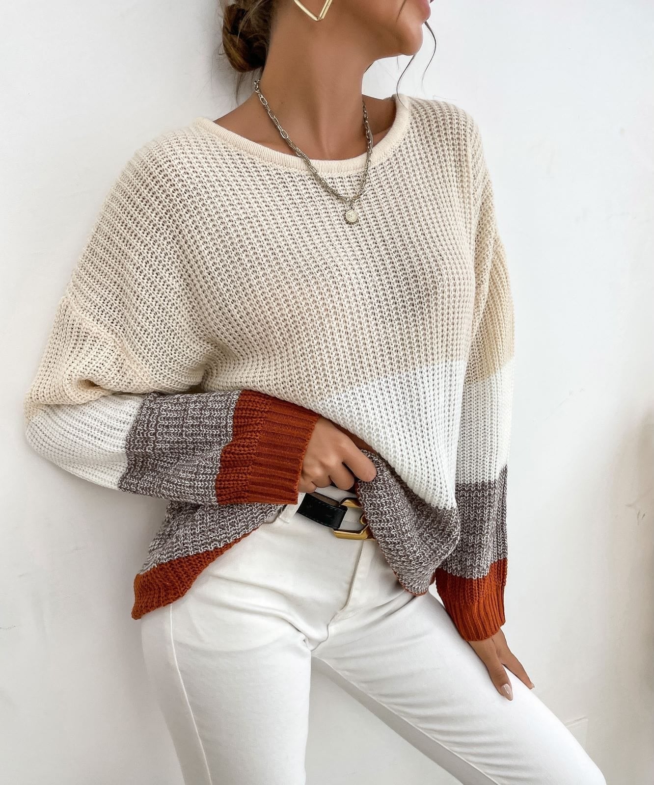 Striped Color Block Knit Sweater