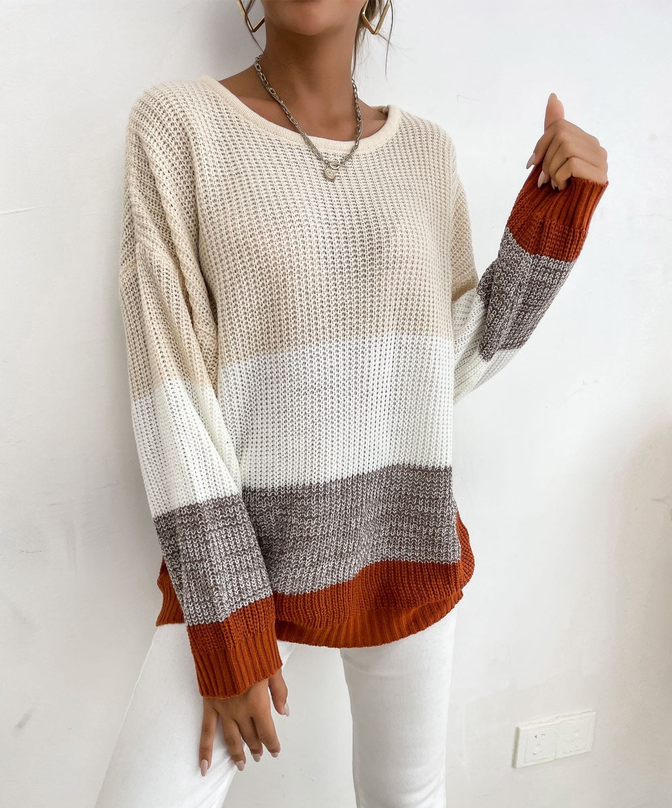 Striped Color Block Knit Sweater