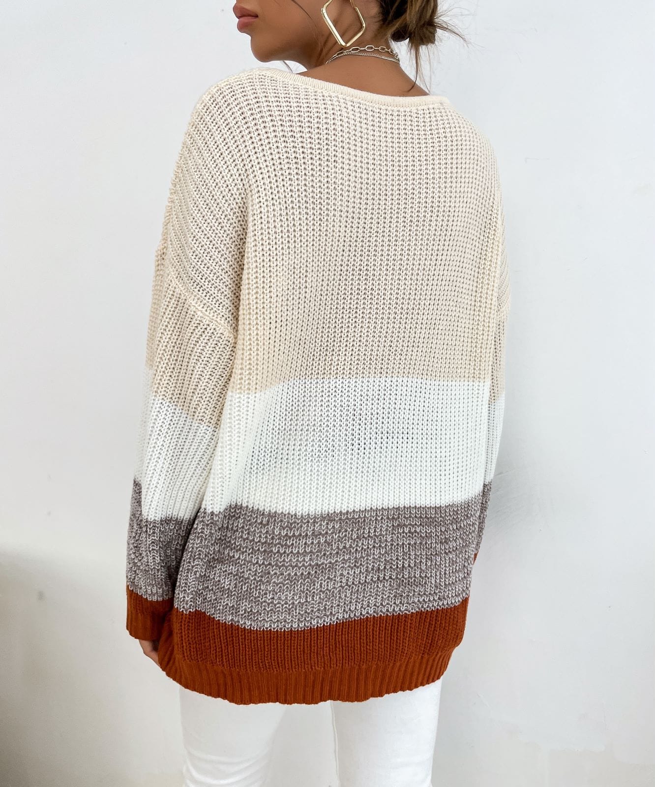 Striped Color Block Knit Sweater