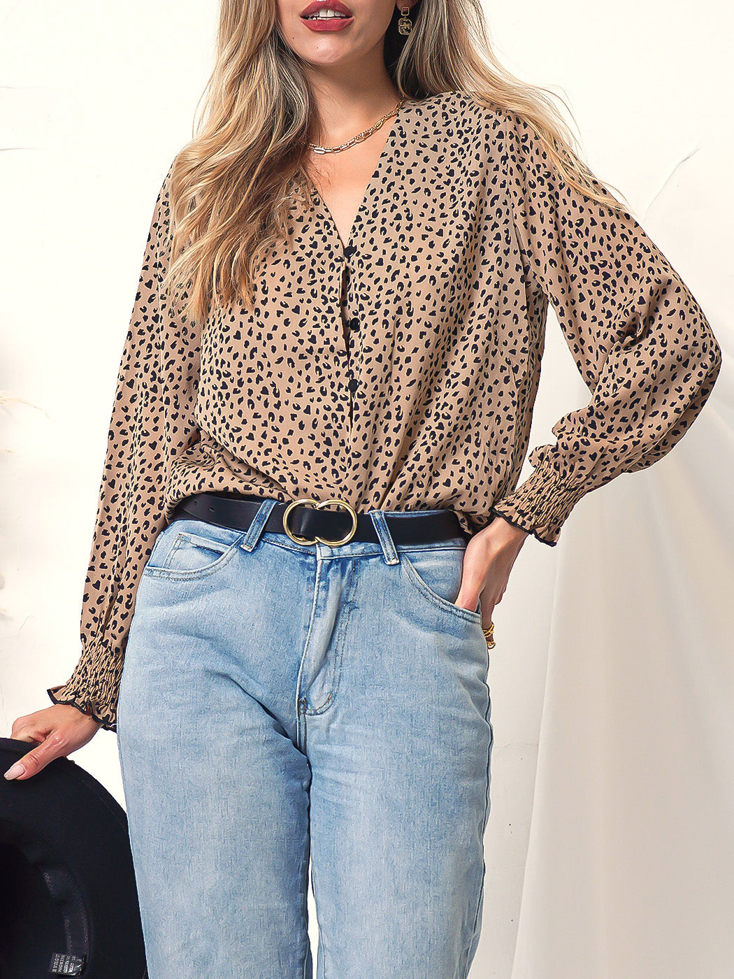 Printed Button Down Blouse