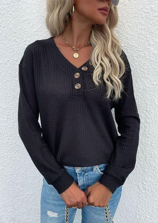 Contrast Half Button Front Sweater