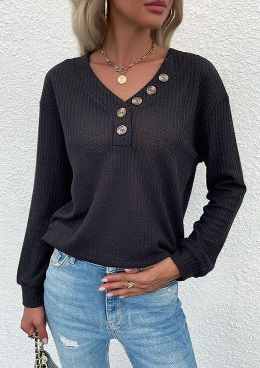 Contrast Half Button Front Sweater