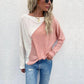 Two Tone Ribbed Knit Sweater