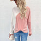 Two Tone Ribbed Knit Sweater