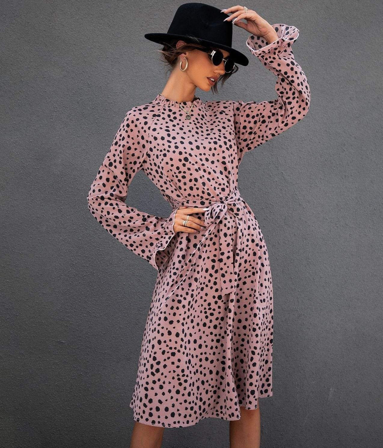 Cheetah Print Tie Waist Dress