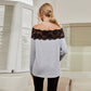 Lace Trim Off Shoulder Pullover