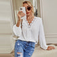 Clip Dot Lace Trim Blouse