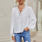 Clip Dot Lace Trim Blouse