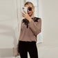 Lace Neck Drop Shoulder Sweater