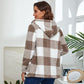 Plaid Fuzzy Open Front Jacket
