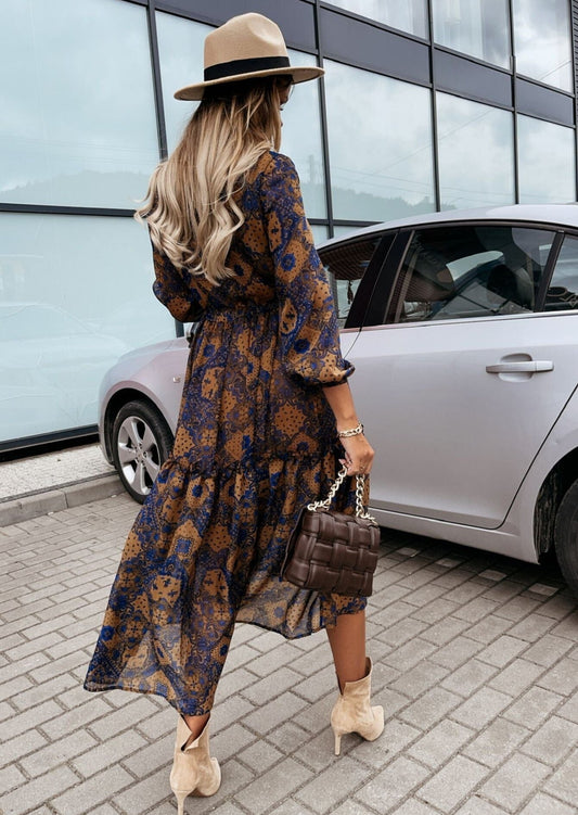 Printed Ruffle Shirt Dress