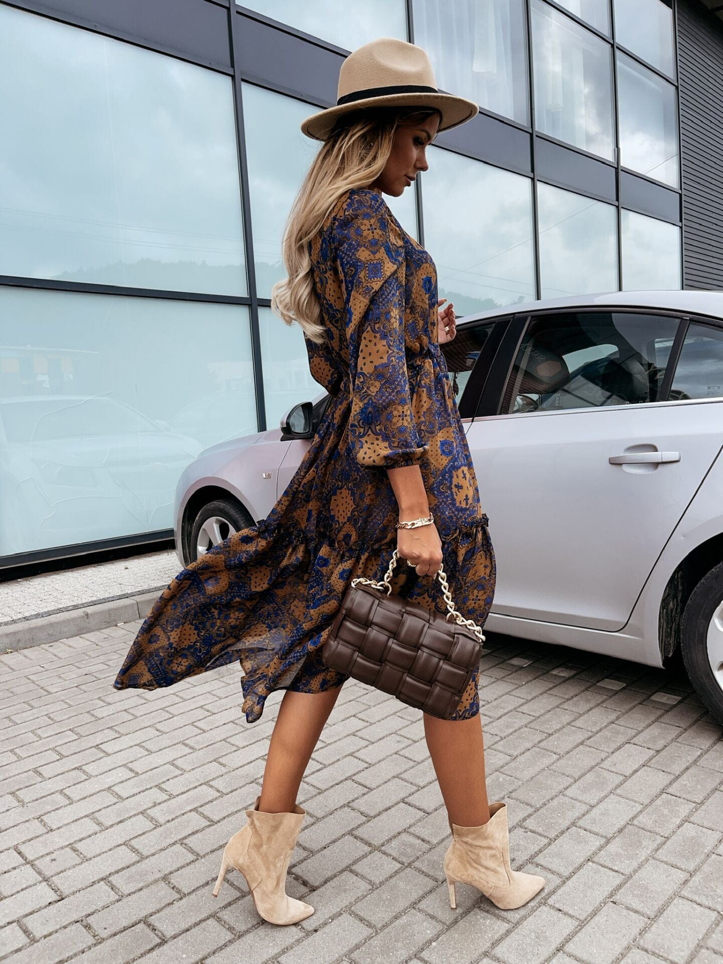 Printed Ruffle Shirt Dress