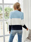 Textured Knit Color Block Striped Sweater