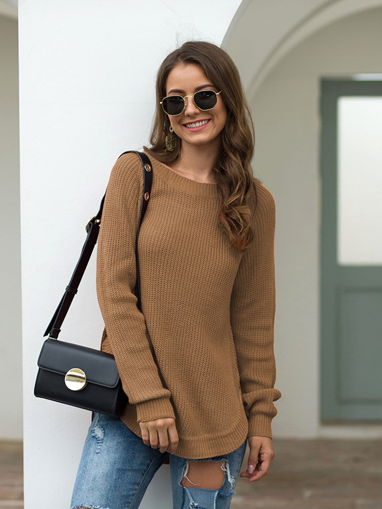 Rounded Hem Knit Sweater