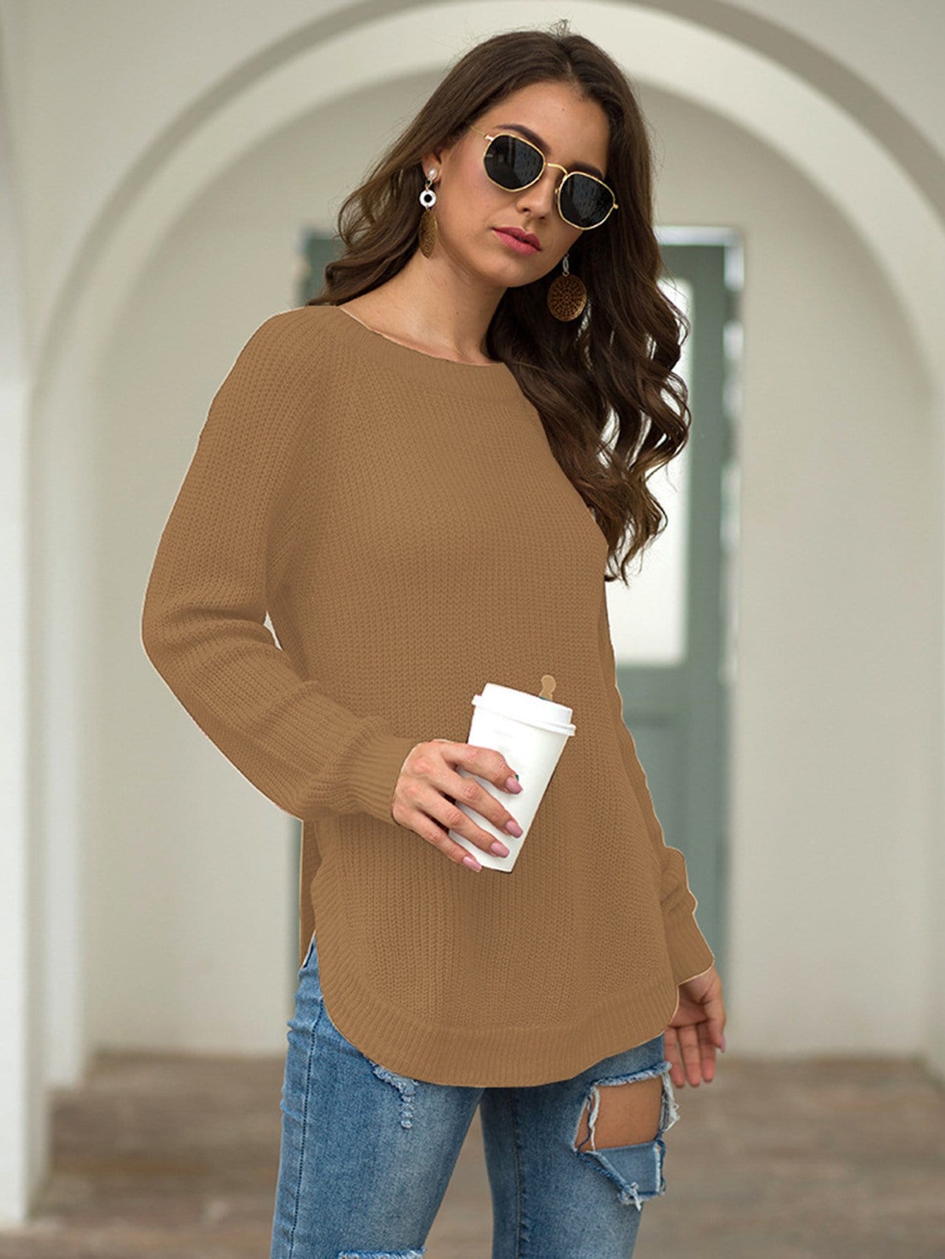 Rounded Hem Knit Sweater