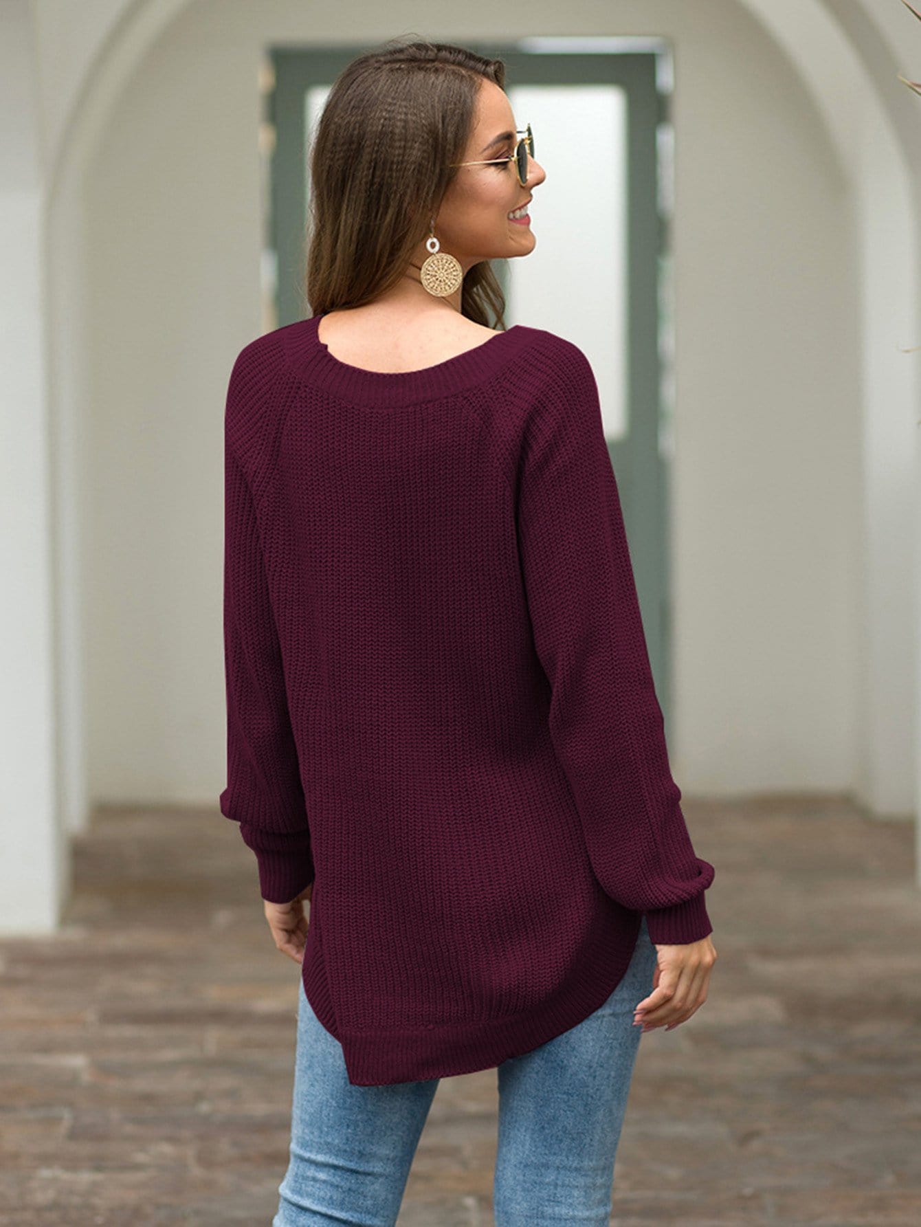 Rounded Hem Knit Sweater