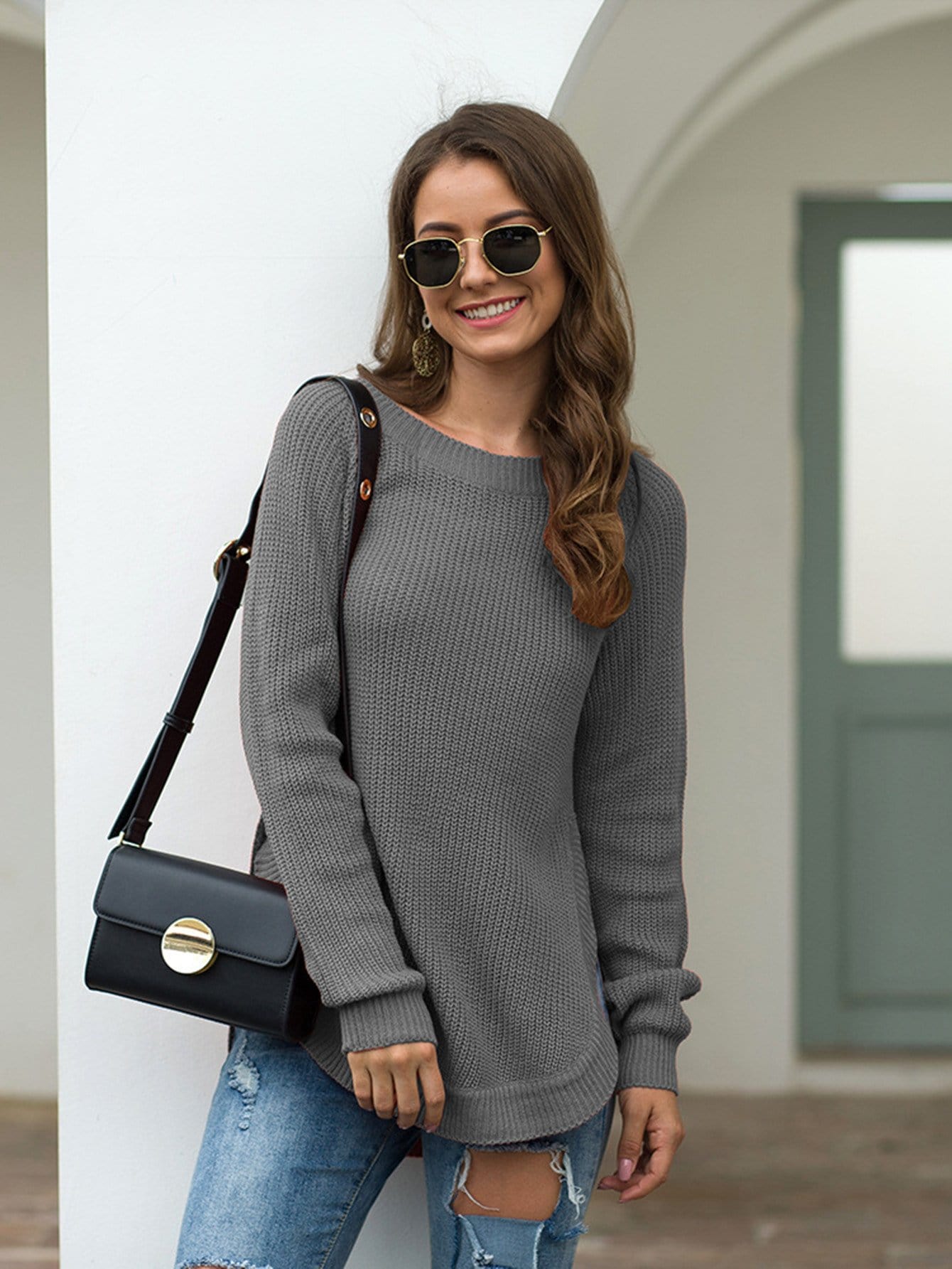 Rounded Hem Knit Sweater