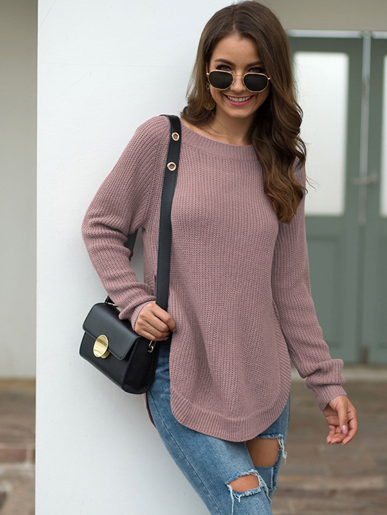 Rounded Hem Knit Sweater