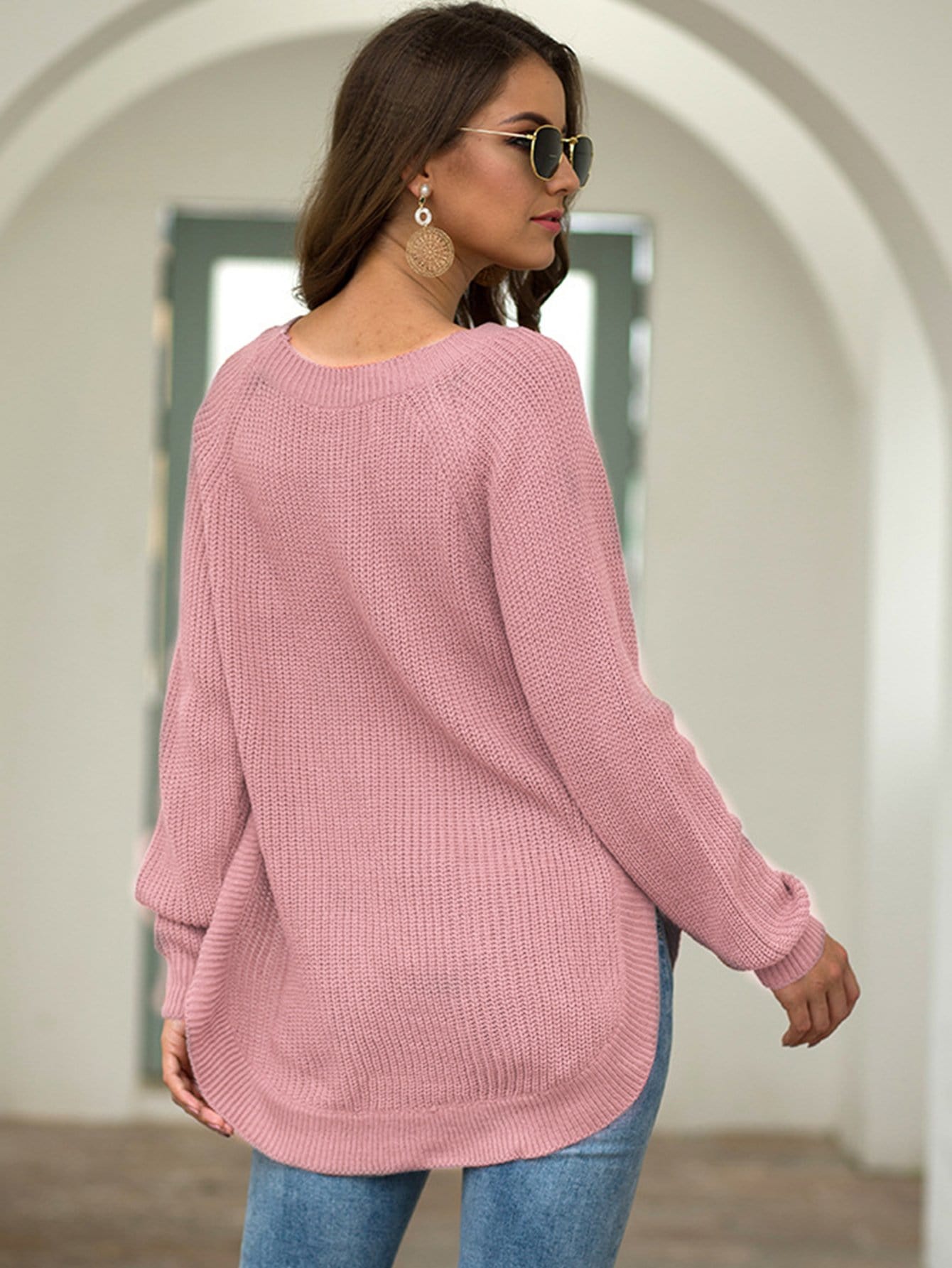 Rounded Hem Knit Sweater