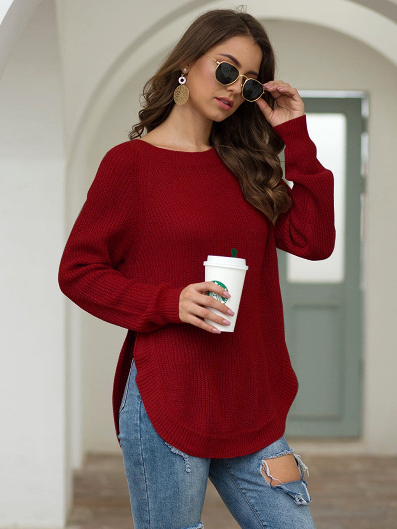 Rounded Hem Knit Sweater