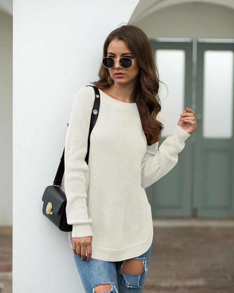 Rounded Hem Knit Sweater