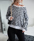 Leopard Print Contrast Trim Sweater