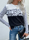 Round Neck Mixed Print Sweater