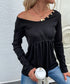 Button Neck Peplum Hem Sweater