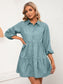 Elbow Length Tiered Shirt Dress