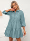 Elbow Length Tiered Shirt Dress