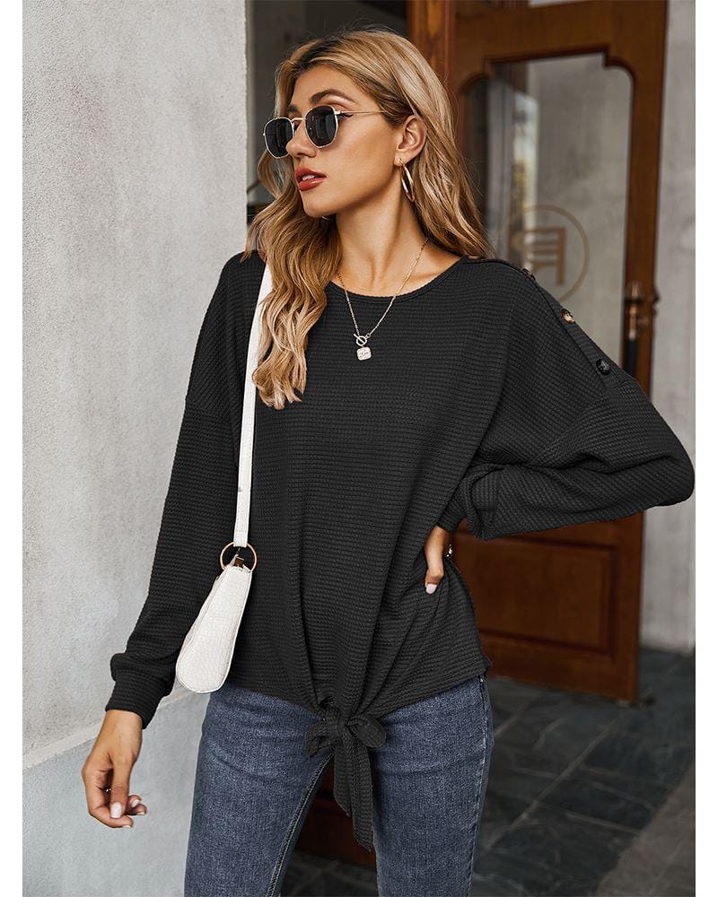 Contrast Button Shoulder Detail Sweater