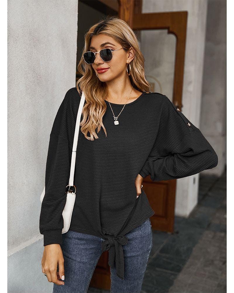 Contrast Button Shoulder Detail Sweater