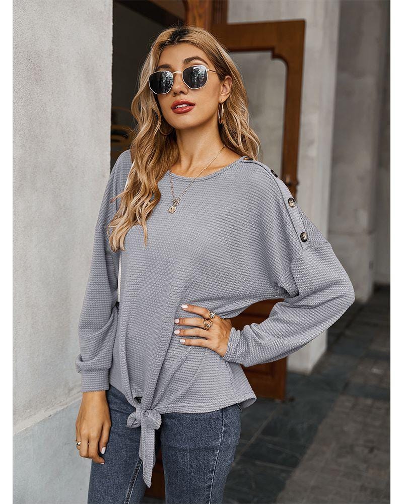 Contrast Button Shoulder Detail Sweater