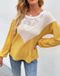 Lace Detail Waffle Knit Sweater