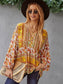 V Neck Boho Floral Blouse