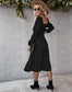 Straight Neck Double Puff Sleeve Dress