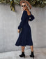 Straight Neck Double Puff Sleeve Dress
